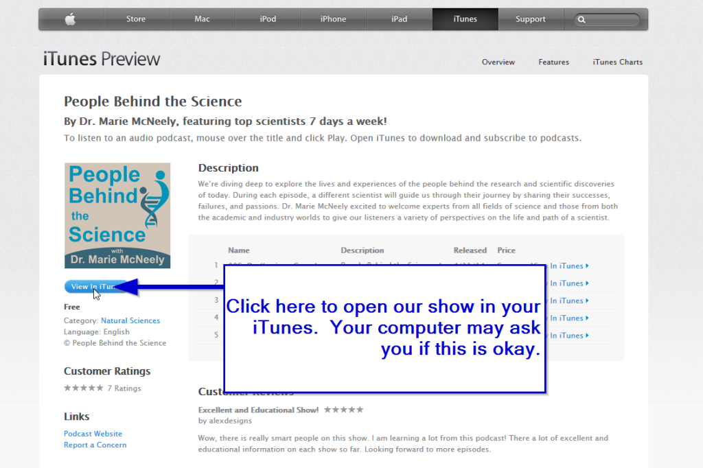 Open in Itunes